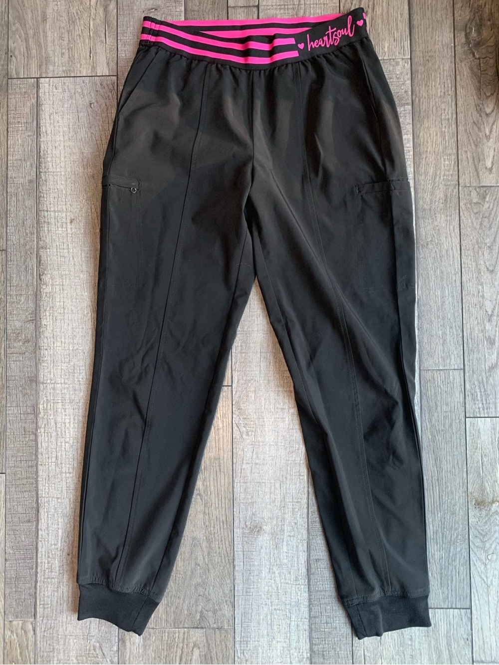 Heartsoul Black scrub Jogger Pants with Pink Waistband